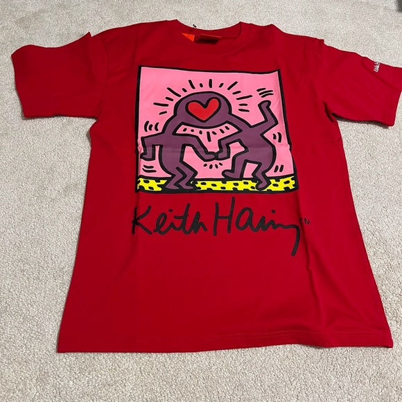 BNWT NEW Peace Collective x Keith Haring red t-shirt medium limited HTF - Picture 1 of 11